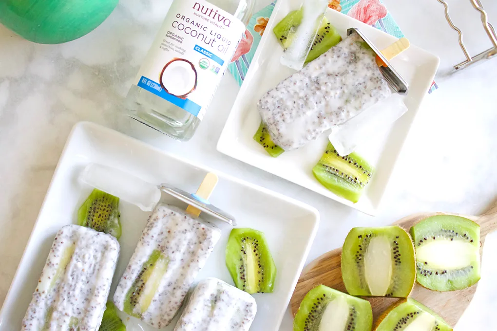 Coconut Kiwi Chia Popsicles