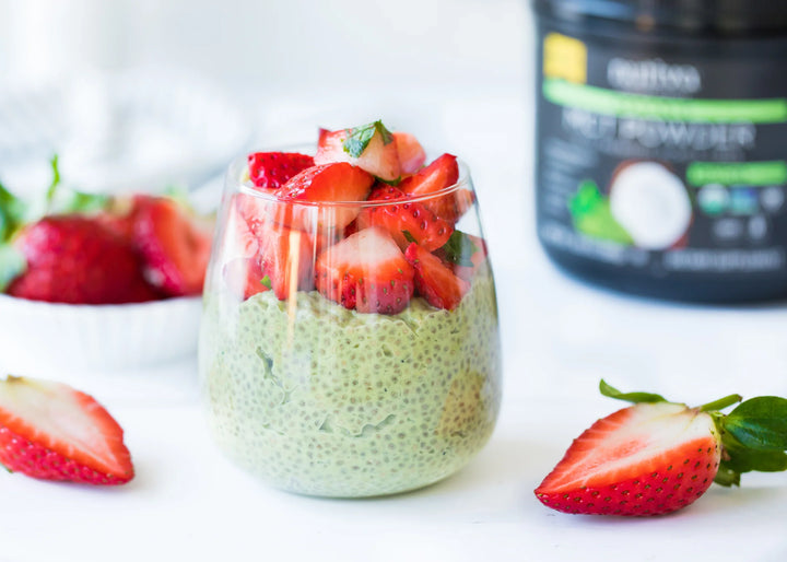 Keto Matcha Strawberry Chia Pudding