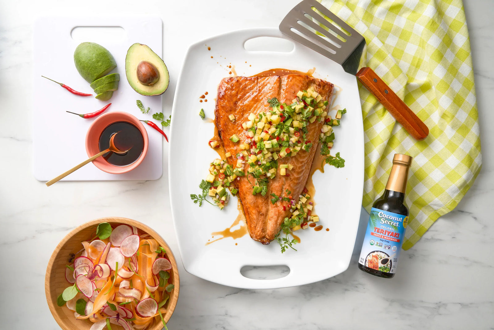 Teriyaki Salmon with Pineapple Avocado Salsa