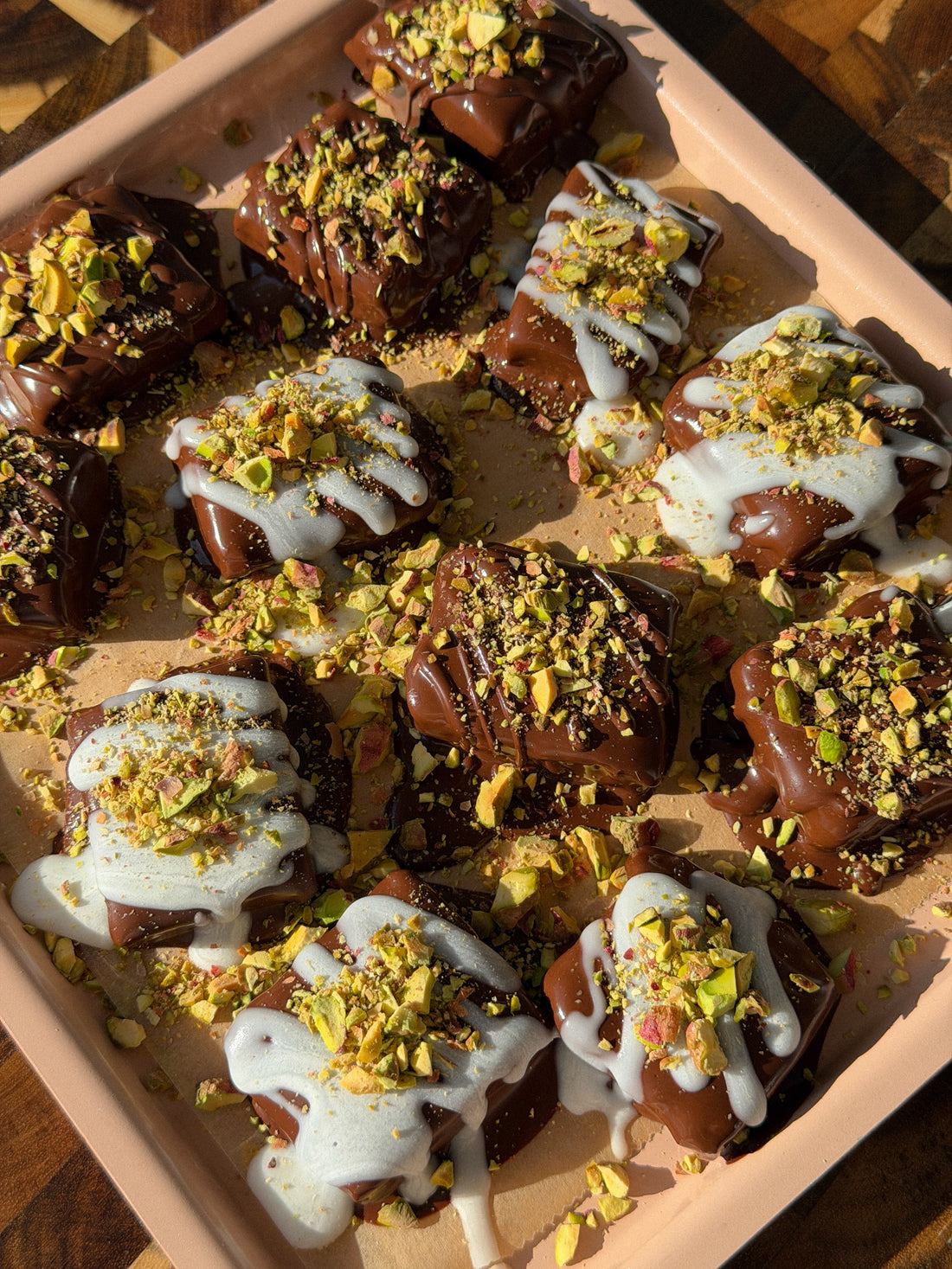 Date Caramel Bites with Coconut Manna Drizzle