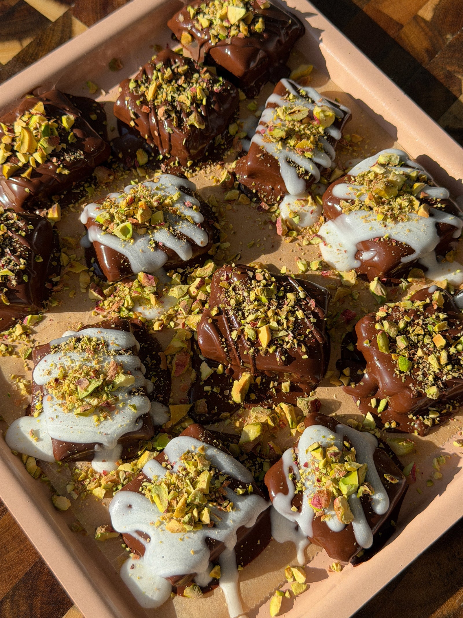 Date Caramel Bites with Coconut Manna Drizzle