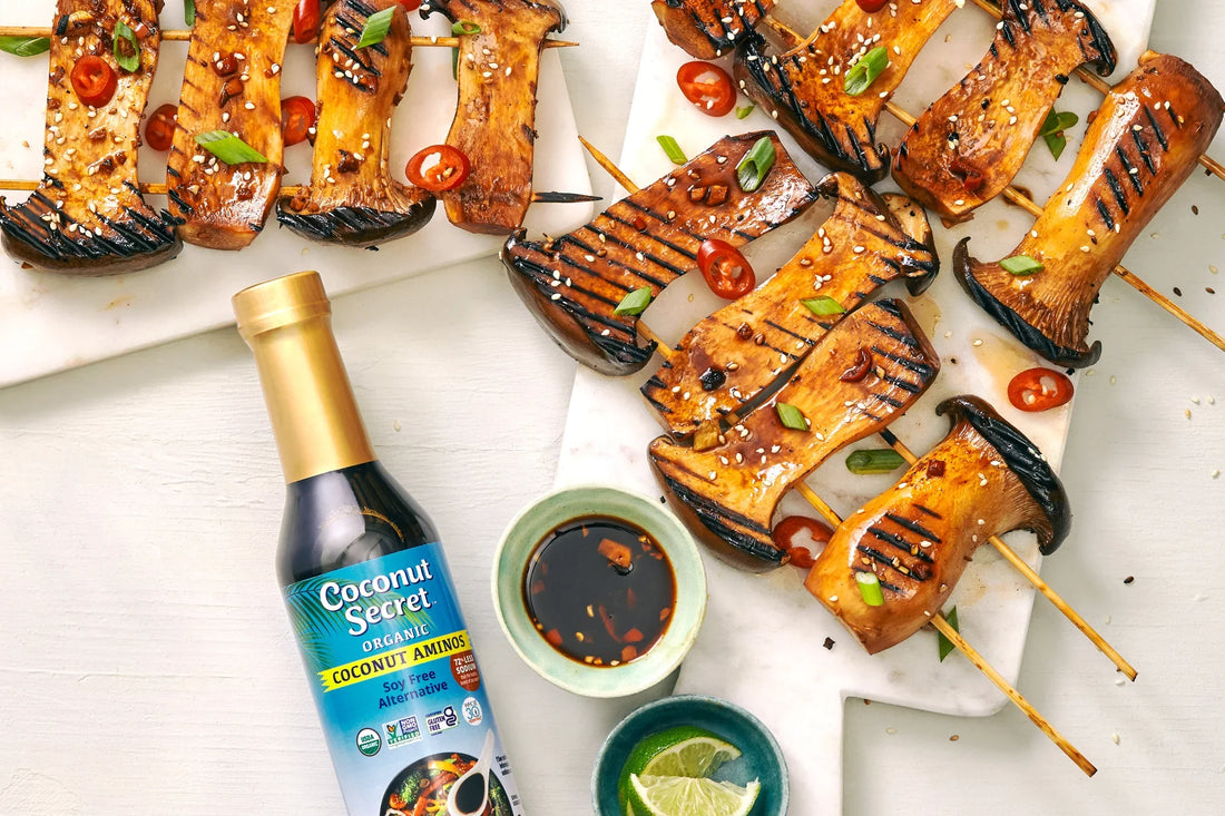 King Oyster Mushroom Skewers with Organic Coconut Aminos